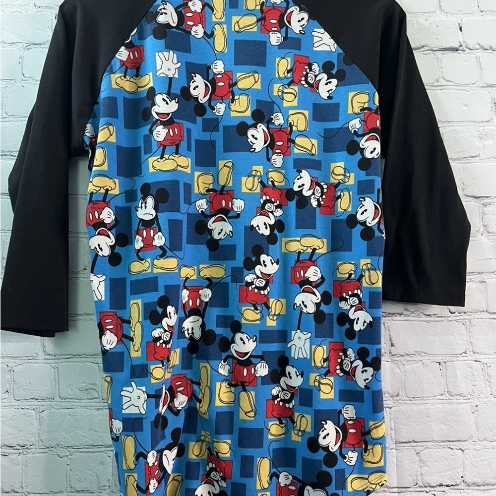 LuLaRoe Disney Mickey Mouse‎ Randy Baseball Shirt Blue With Black Sleeves XS - Picture 2 of 4